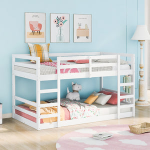 Homeroots Pastel White Twin Over Twin Dual Ladder Bunk Bed  Manufactured Wood And Solid Wood 403619