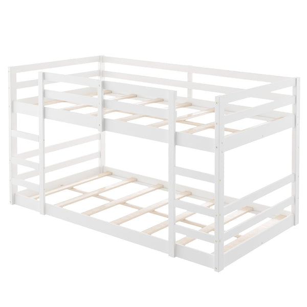 Homeroots Pastel White Twin Over Twin Dual Ladder Bunk Bed  Manufactured Wood And Solid Wood 403619