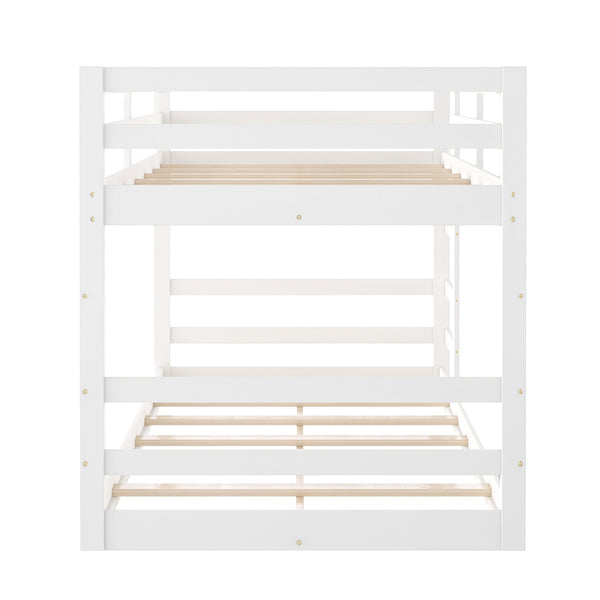 Homeroots Pastel White Twin Over Twin Dual Ladder Bunk Bed  Manufactured Wood And Solid Wood 403619