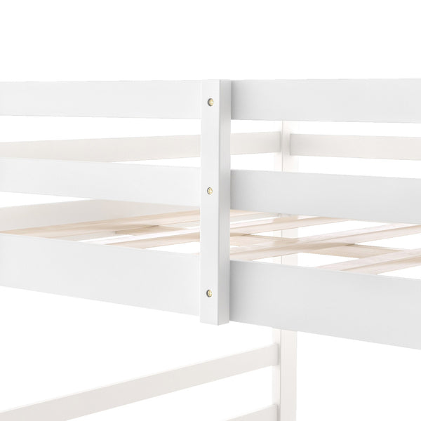 Homeroots Pastel White Twin Over Twin Dual Ladder Bunk Bed  Manufactured Wood And Solid Wood 403619