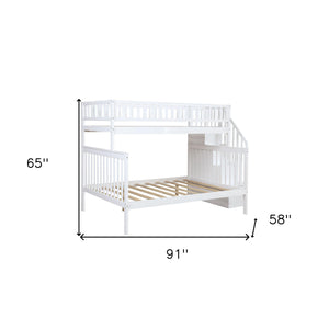Homeroots White Twin Over Full Farmhouse Style Bunk Bed With Staircase  Manufactured Wood And Solid Wood 403622