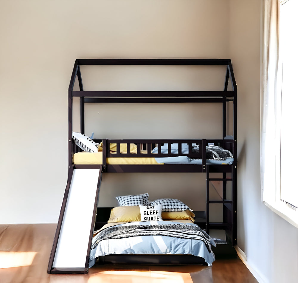 Homeroots Espresso Full Over Full Contemporary Bunk Bed  Manufactured Wood And Solid Wood 403636