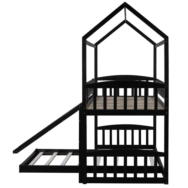 Homeroots Espresso Full Over Full Contemporary Bunk Bed  Manufactured Wood And Solid Wood 403636