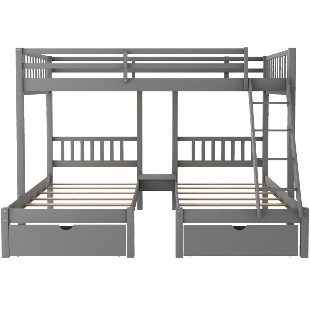 Homeroots Gray Full Over Double Twin Triple Bunk Beds With Drawers  Manufactured Wood And Solid Wood 403637