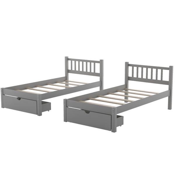 Homeroots Gray Full Over Double Twin Triple Bunk Beds With Drawers  Manufactured Wood And Solid Wood 403637