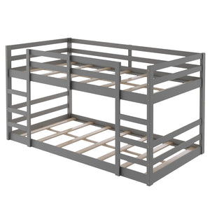 Homeroots Pastel Gray Twin Over Twin Dual Ladder Bunk Bed  Manufactured Wood And Solid Wood 403643