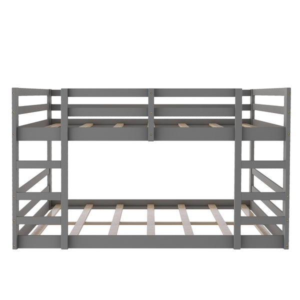 Homeroots Pastel Gray Twin Over Twin Dual Ladder Bunk Bed  Manufactured Wood And Solid Wood 403643