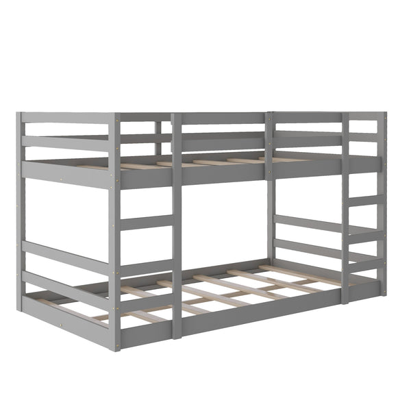 Homeroots Pastel Gray Twin Over Twin Dual Ladder Bunk Bed  Manufactured Wood And Solid Wood 403643