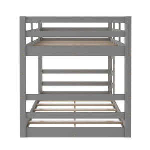 Homeroots Pastel Gray Twin Over Twin Dual Ladder Bunk Bed  Manufactured Wood And Solid Wood 403643