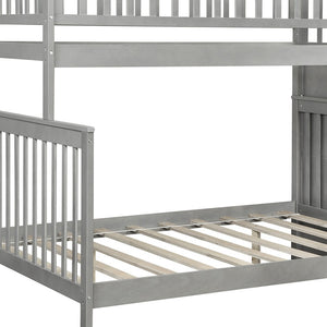 Homeroots Gray Twin Over Full Farmhouse Style Bunk Bed With Staircase  Manufactured Wood And Solid Wood 403646