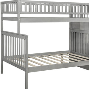 Homeroots Gray Twin Over Full Farmhouse Style Bunk Bed With Staircase  Manufactured Wood And Solid Wood 403646