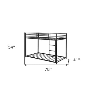 Homeroots Black Twin Over Twin Metal Low Bunk Bed  Steel 403647
