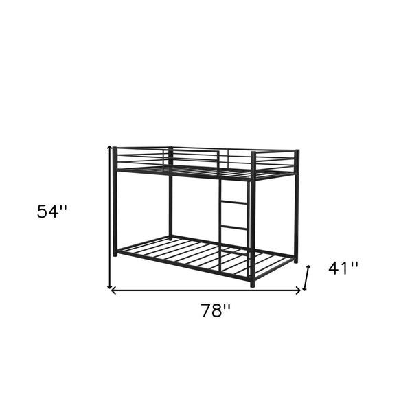 Homeroots Black Twin Over Twin Metal Low Bunk Bed  Steel 403647