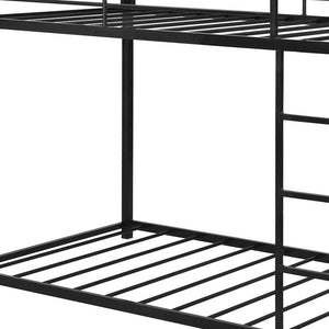 Homeroots Black Twin Over Twin Metal Low Bunk Bed  Steel 403647