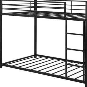 Homeroots Black Twin Over Twin Metal Low Bunk Bed  Steel 403647