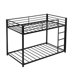 Homeroots Black Twin Over Twin Metal Low Bunk Bed  Steel 403647