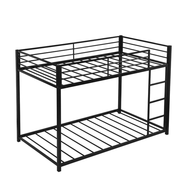 Homeroots Black Twin Over Twin Metal Low Bunk Bed  Steel 403647