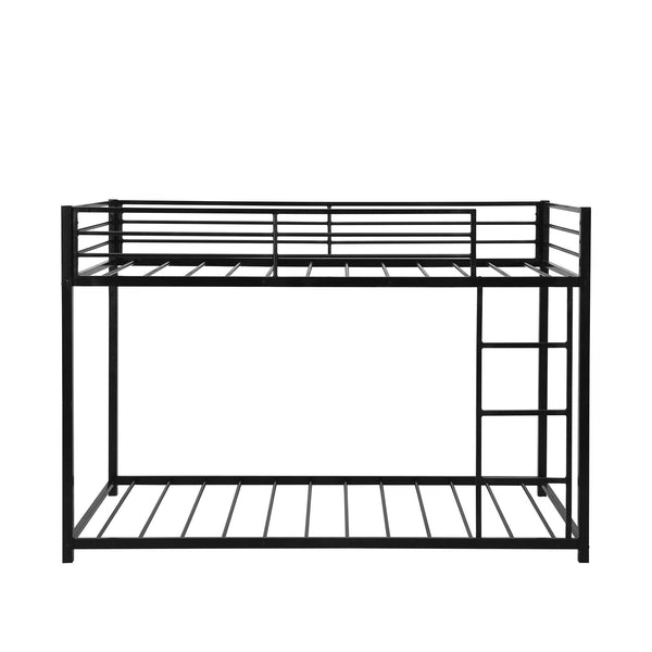 Homeroots Black Twin Over Twin Metal Low Bunk Bed  Steel 403647