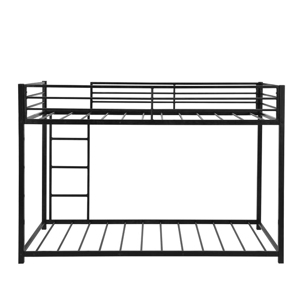 Homeroots Black Twin Over Twin Metal Low Bunk Bed  Steel 403647