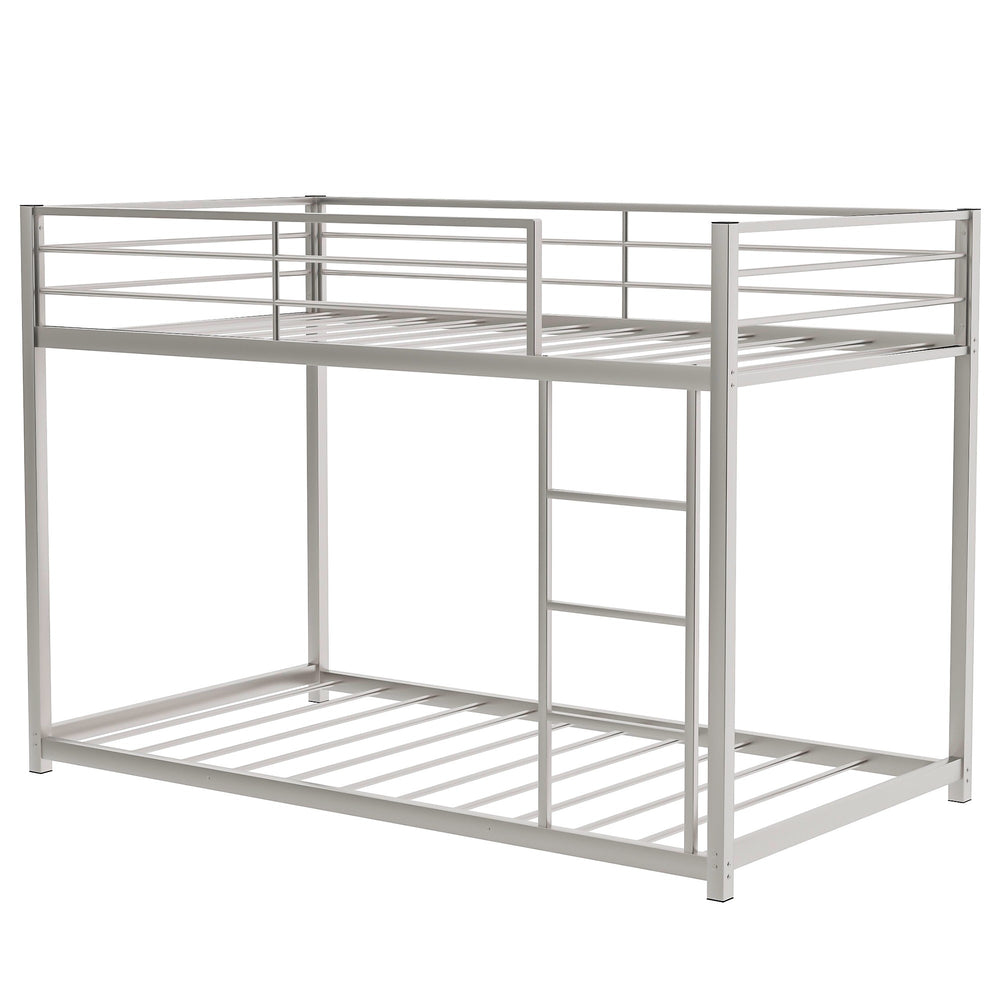 Homeroots Silver Twin Over Twin Metal Low Bunk Bed  Steel 403648
