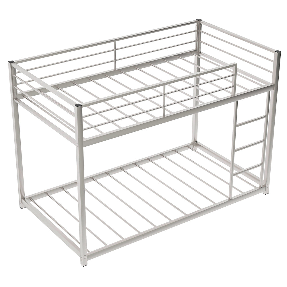 Homeroots Silver Twin Over Twin Metal Low Bunk Bed  Steel 403648