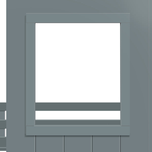 Homeroots Antique Gray Twin Size Low Loft Wooden House Bed  Manufactured Wood + Solid Wood 403649