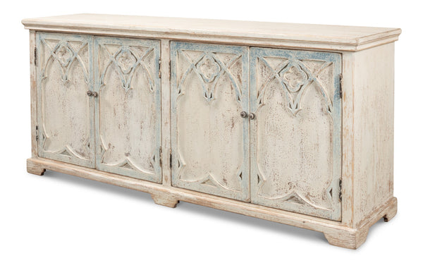 Sarreid Alambra Sideboard - Stylish Antiqued Blue Finish With 2 Removable Shelves For Versatile Storage Solutions White  40365