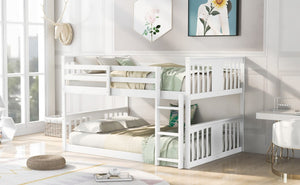 Homeroots White Classic Full Over Full Bunk Bed With Ladder  Manufactured Wood And Solid Wood 403656
