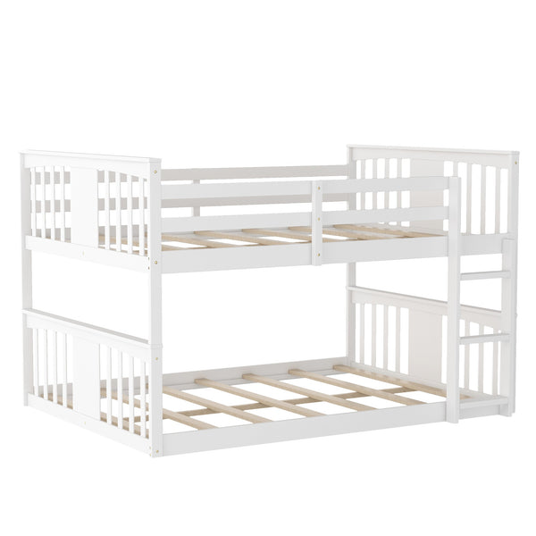 Homeroots White Classic Full Over Full Bunk Bed With Ladder  Manufactured Wood And Solid Wood 403656