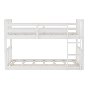 Homeroots White Classic Full Over Full Bunk Bed With Ladder  Manufactured Wood And Solid Wood 403656
