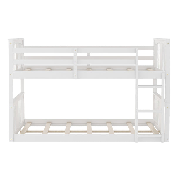 Homeroots White Classic Full Over Full Bunk Bed With Ladder  Manufactured Wood And Solid Wood 403656