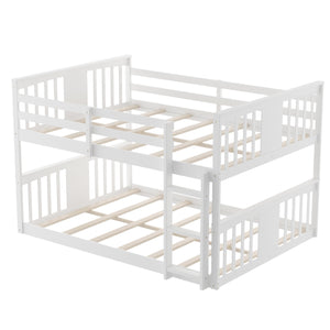 Homeroots White Classic Full Over Full Bunk Bed With Ladder  Manufactured Wood And Solid Wood 403656
