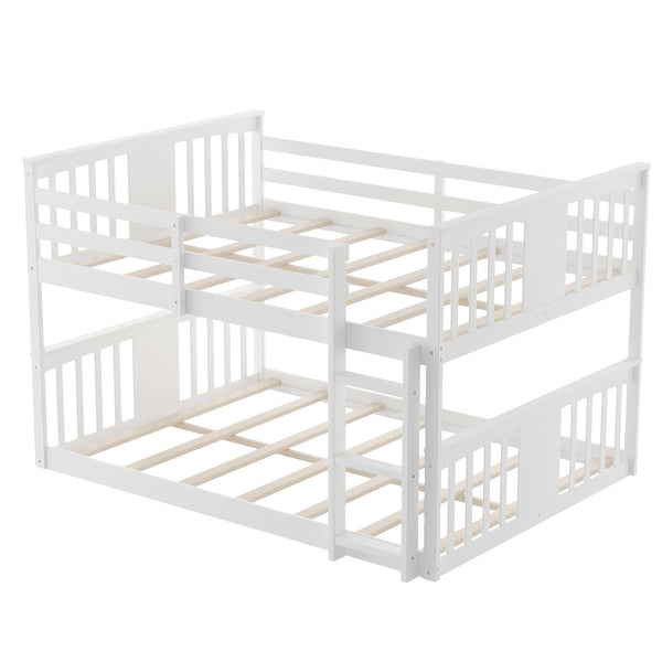 Homeroots White Classic Full Over Full Bunk Bed With Ladder  Manufactured Wood And Solid Wood 403656