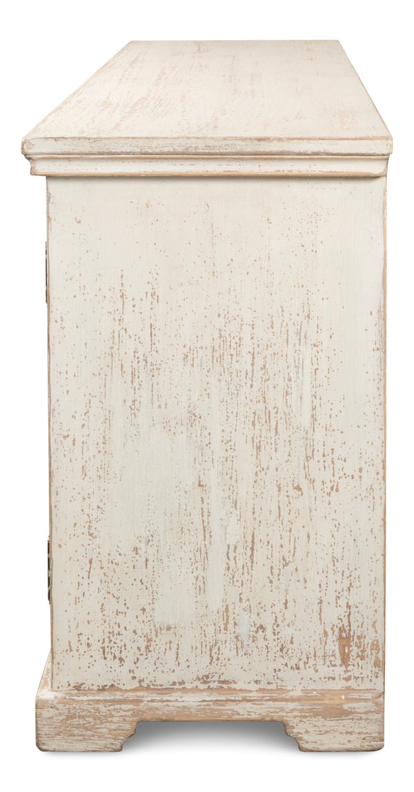 Sarreid Alambra Sideboard - Stylish Antiqued Blue Finish With 2 Removable Shelves For Versatile Storage Solutions White  40365