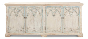 Sarreid Alambra Sideboard - Stylish Antiqued Blue Finish With 2 Removable Shelves For Versatile Storage Solutions White  40365