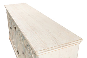 Sarreid Alambra Sideboard - Stylish Antiqued Blue Finish With 2 Removable Shelves For Versatile Storage Solutions White  40365