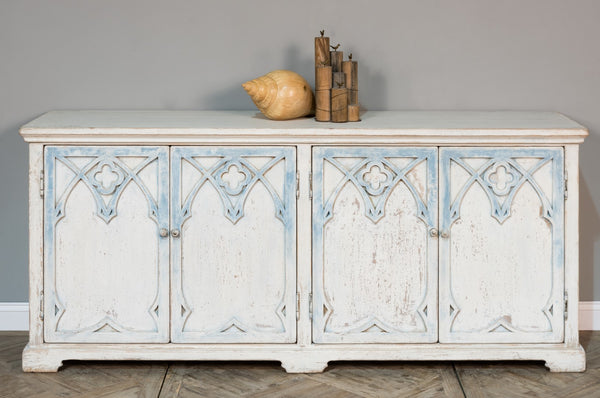 Sarreid Alambra Sideboard - Stylish Antiqued Blue Finish With 2 Removable Shelves For Versatile Storage Solutions White  40365