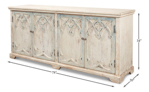 Sarreid Alambra Sideboard - Stylish Antiqued Blue Finish With 2 Removable Shelves For Versatile Storage Solutions White  40365