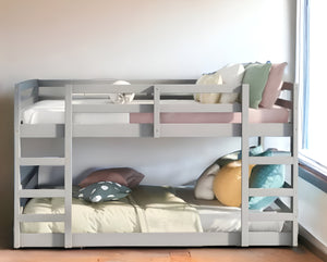 Homeroots Pastel Gray Full Over Full Dual Ladder Bunk Bed  Manufactured Wood And Solid Wood 403662