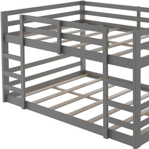 Homeroots Pastel Gray Full Over Full Dual Ladder Bunk Bed  Manufactured Wood And Solid Wood 403662