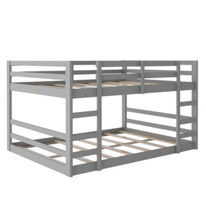 Homeroots Pastel Gray Full Over Full Dual Ladder Bunk Bed  Manufactured Wood And Solid Wood 403662
