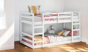 Homeroots Pastel White Full Over Full Dual Ladder Bunk Bed  Manufactured Wood And Solid Wood 403663