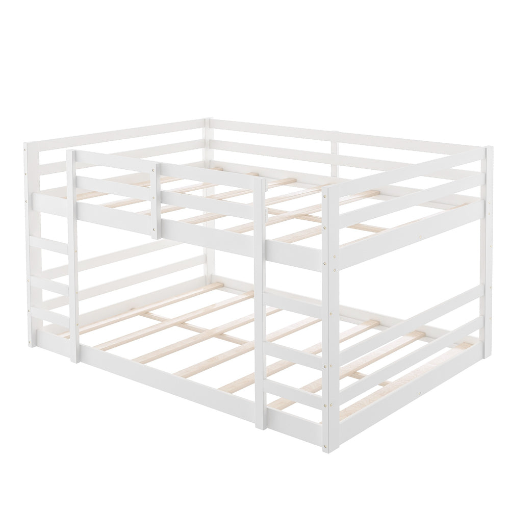 Homeroots Pastel White Full Over Full Dual Ladder Bunk Bed  Manufactured Wood And Solid Wood 403663