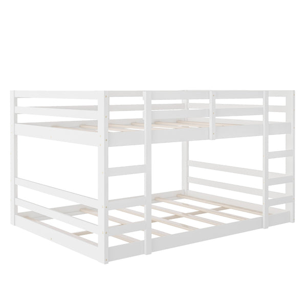 Homeroots Pastel White Full Over Full Dual Ladder Bunk Bed  Manufactured Wood And Solid Wood 403663