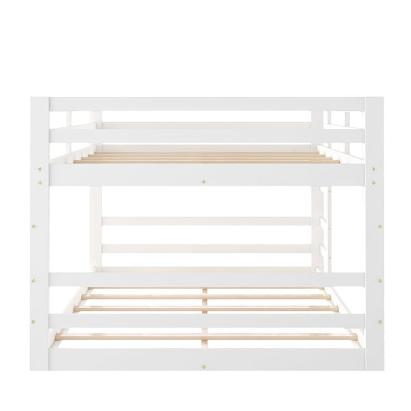 Homeroots Pastel White Full Over Full Dual Ladder Bunk Bed  Manufactured Wood And Solid Wood 403663
