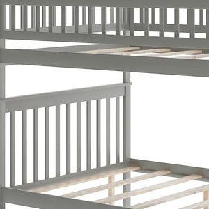 Homeroots Gray Full Over Full Farmhouse Style Bunk Bed With Storage Staircase  Manufactured Wood And Solid Wood 403666
