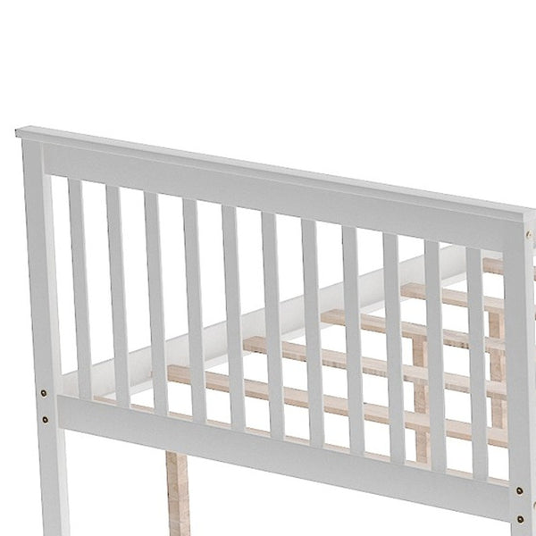 Homeroots White Full Over Full Farmhouse Style Bunk Bed With Storage Staircase  Manufactured Wood And Solid Wood 403667
