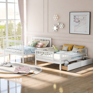 Homeroots White Full Over Full Farmhouse Style Bunk Bed With Storage Staircase  Manufactured Wood And Solid Wood 403667