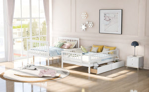 Homeroots White Full Over Full Farmhouse Style Bunk Bed With Storage Staircase  Manufactured Wood And Solid Wood 403667