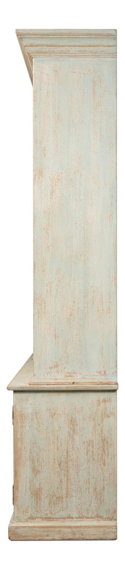 Sarreid Angelique Bookcase - Stylish Reclaimed Pine Design With 8 Adjustable Shelves In Antique Blue Wash Finish Beige  40368